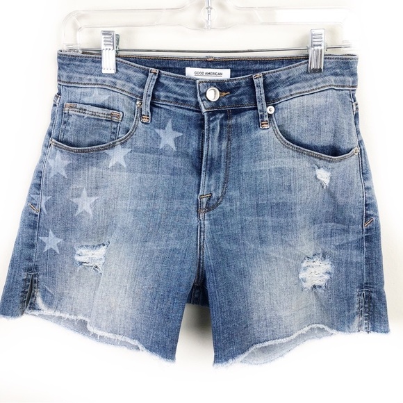 Good American Stars and Stripes Cut-off shorts size: 2/26 - Picture 2 of 12